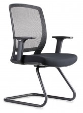 Hartley Visitor Black Cantilever Chair. Arms. Black Mesh Back. Black Fabric Seat Only